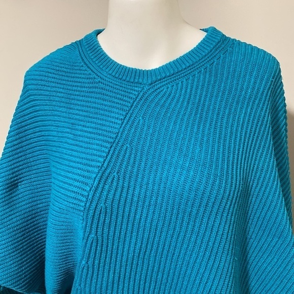 Free People Downtown Long Sleeve Asymmetrical Sweater Turquoise Dolman Sz S - Picture 6 of 15